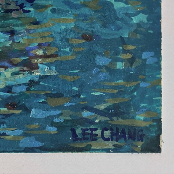 Vintage IMPRESSIONIST Tempera PAINTING / Chinese Pagoda By LEE CHANG / 4.5 x 6in - Picture 5 of 11